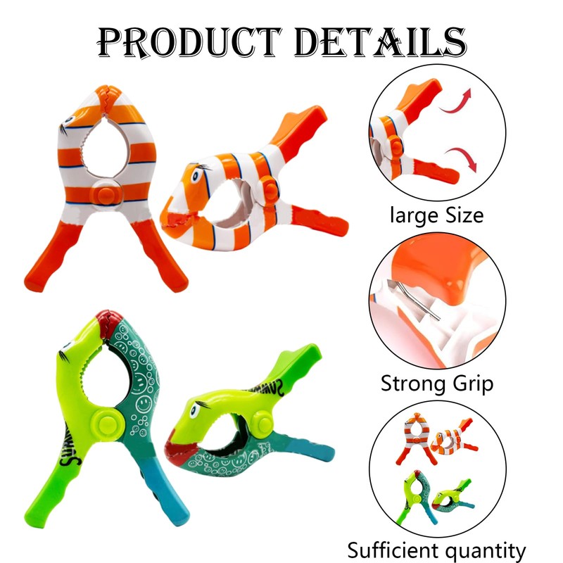 Towel Clips for Sun Loungers, 4 Pcs Beach Towel Clips