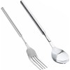 BRIOTA 2 Pcs Extendable Fork and Spoon, Telescopic Stainless Steel