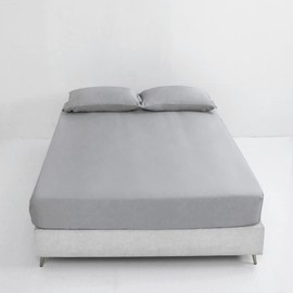 Fitted Sheet Ultra Soft Bottom Sheet with Deep Pocket for Mattress Up to 14 inches, Wrinkle Free & Fade Resistant-1 Fitted Sheet Only (Grey, Twin)