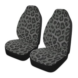 YINGQIGUAN 2 PCS Black Green Leopard Print Car Seat Covers Abstract Cheetah Pattern Wild Animal Skin Texture Vehicle Seat Protector Cushion Cover Universal Car Interior Accessories for Truck Sedan