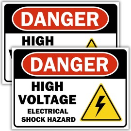 Berpahome - Danger High Voltage Sign (2 Pack) Electrical Shock Hazard Sign, 10 x 7 Inches, 120 Mil Plastic, UV Protected, Weather Resistant, Waterproof, Durable Ink, Easy To Mount