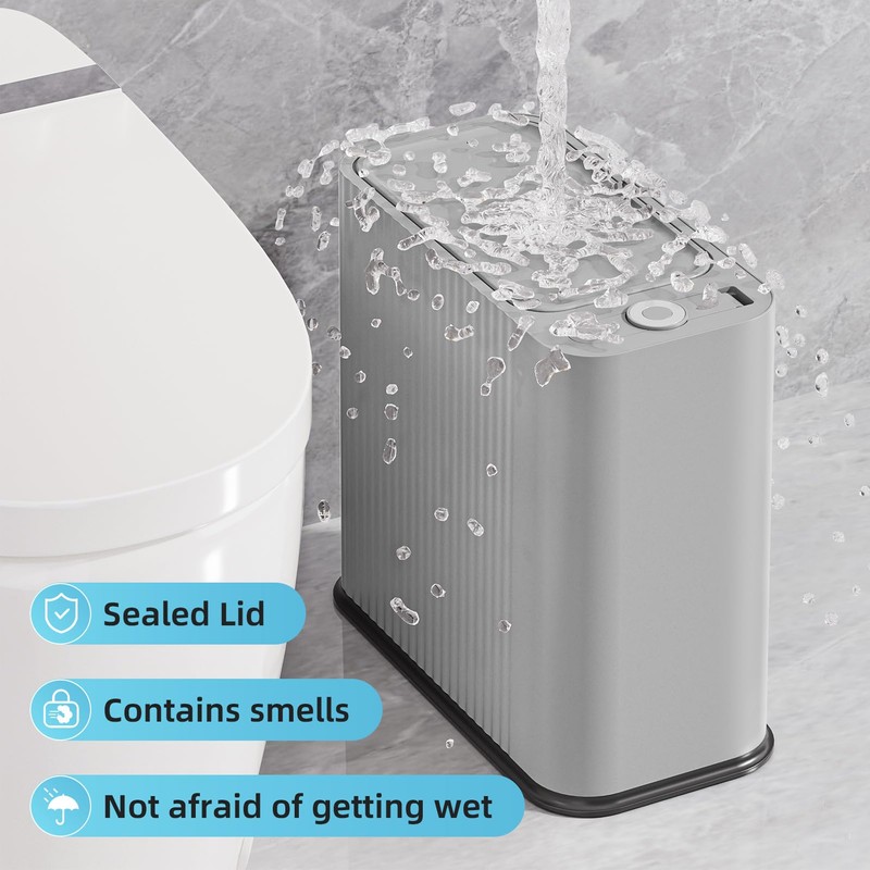 SUBEKYU Bathroom Trash Can with lid,3.5 Gal Small Kitchen Garbage