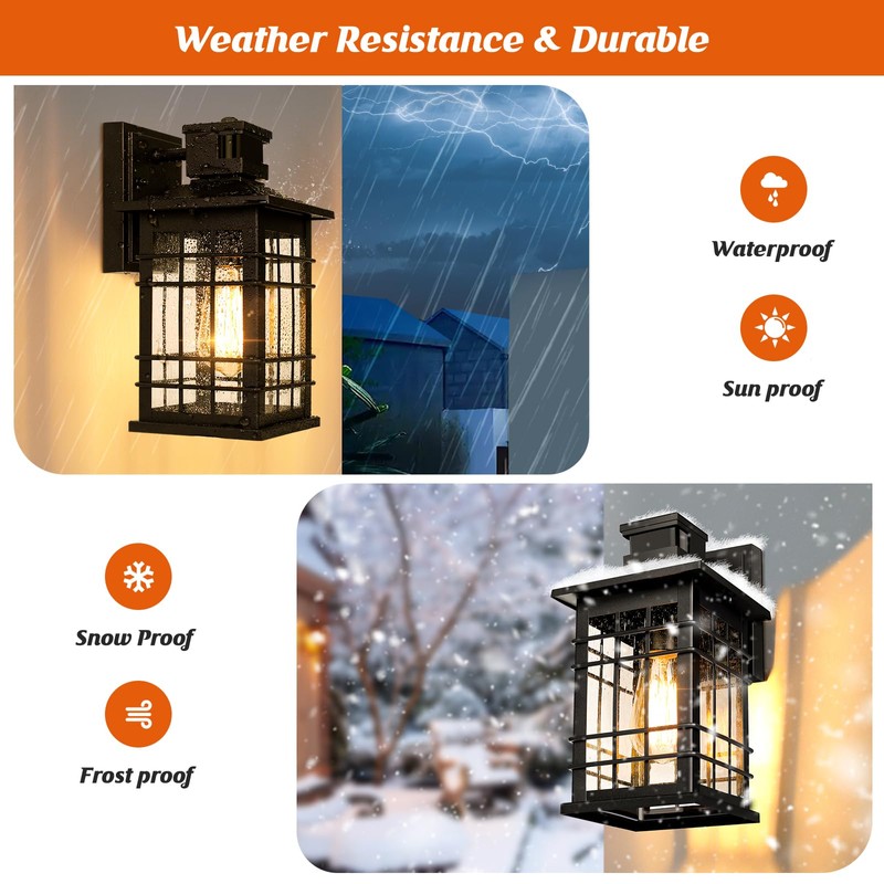 Motion Sensor Outdoor Wall Light Black, Dusk to Dawn Outside