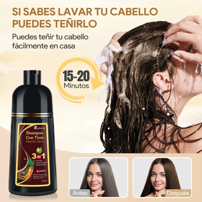 Kaisasa Shampoo Con Tinte Cubre Canas Natural Jengibre Maroon