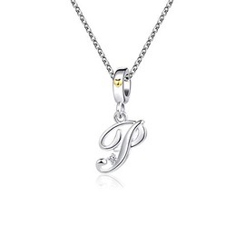 KunBead Jewelry Children's Initial Necklace Letter P Pendant Mother Daughter Name Love Mum Crystal Pendant Necklace Sale