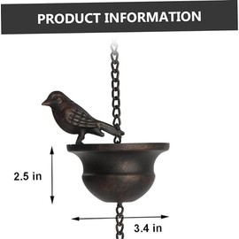 Gutter Rain Chains Rain Catcher Chain 7.8ft Mobile Birds On Cups Rain Chimes with Attached Hanger and Birds Rain Bird Chimes with Hanger for Downspout (8)