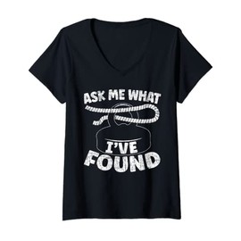 Womens Ask Me What I've Found Magnet Fishing Treasure Hunting V-Neck T-Shirt