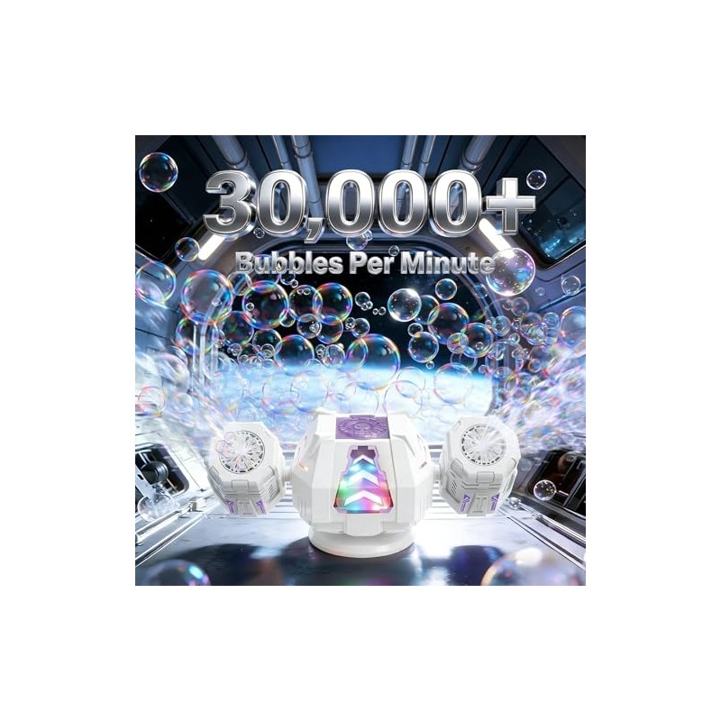 GoGonova Bubble Machine, 30000+ Bubbles/Min Rechargeable Kids Bubble Machine, Big