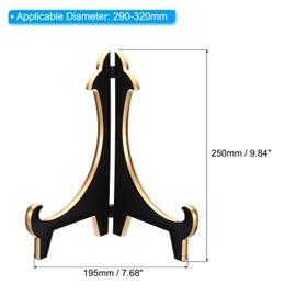 PATIKIL 10" Acrylic Decorative Plate Stand Holder, Table Use Foldable Thicken Picture Easel Frame Display Holder for Photos, Card, Canvases, Black Gold