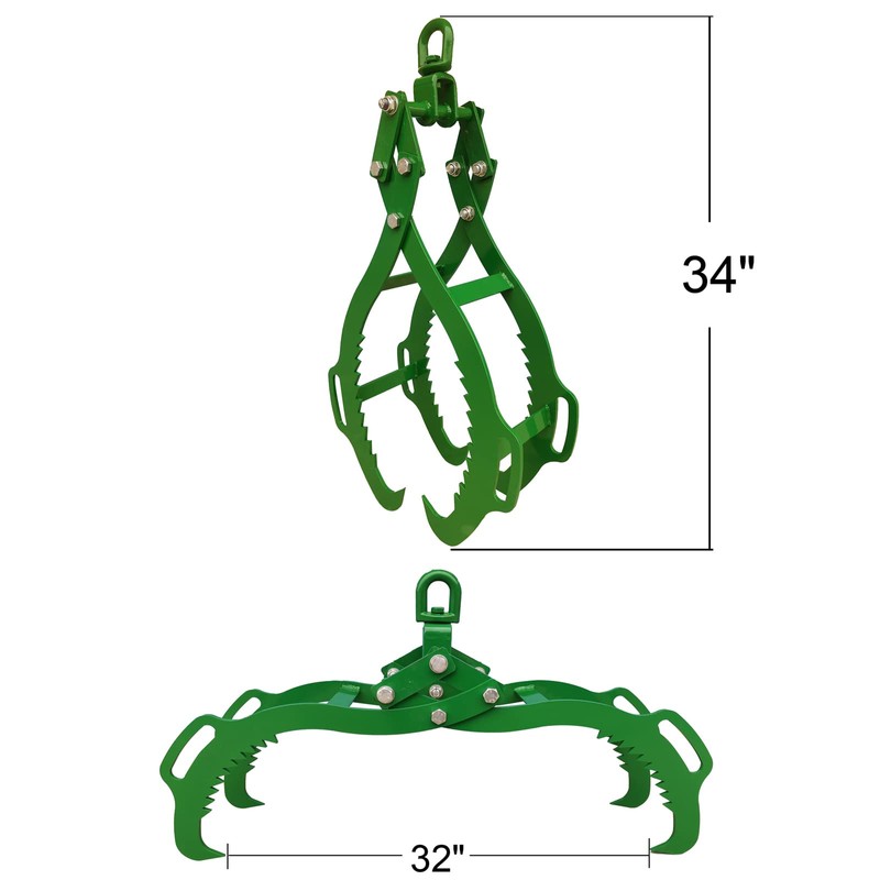 4 Claw Log Lifting Tongs Timber Claw Hook, 32in -