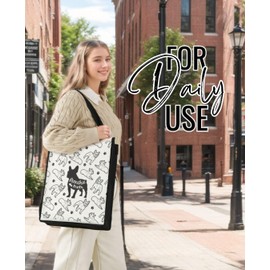 InnoBeta French Bulldog Gifts for Women, Canvas Tote Bag with Top Zipper Closure and Shoulder Strap for Birthday, Mother's Day, Christmas - Full Print