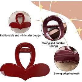 Heart Hair Clips for Women Valentine's Day Medium Heart Claw Clips Heart-Shape Jaw Clips Hair Barrettes Romantic Hair Styling Accessories Cute Clamp Clips for Women 1Pcs (Red, One size)