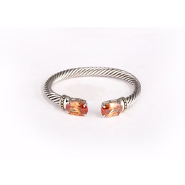 UNY Stainless Steel Cuff Bangles Crystal Mosaic Bracelet Bangle for Women Fashion Jewelry BR75854 (Champagne)