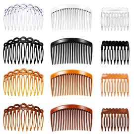 Pack of 12 Hair Combs for Clips, French Side Hair Combs, Hair Comb with Teeth Plastic Side Hair Twine Hair Clips for Women Girls Insert Comb