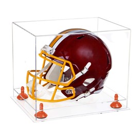 Better Display Cases Clear Acrylic Catchers Helmet Display Case with Orange Risers and Clear Base (A002-OR)