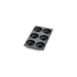Lékué Doughnut 0620406N01 Backform, Silikon, 6 Mulden, Schwarz
