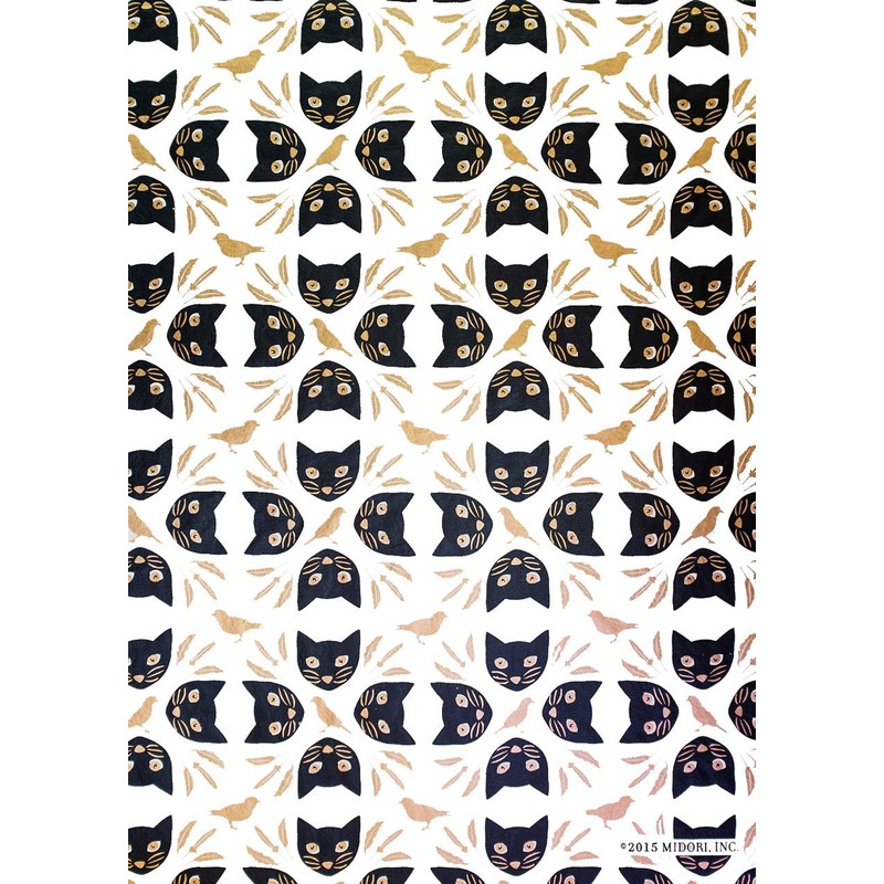 Gift Wrap - Meow Meow - White/Black/Metallic Black