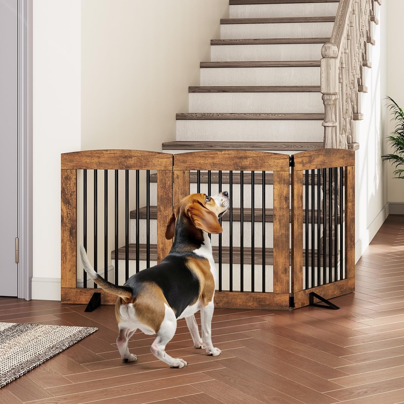 HOOBRO Indoor Dog Gate with Support Feet, Freestanding Pet Gate