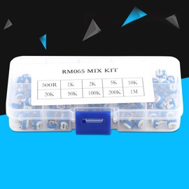 Variable Resistor 100 Pieces 10 Values 500 Ohm 1M Ohm Film Variable Resistance Trimmer Potentiometer Assorted Kit