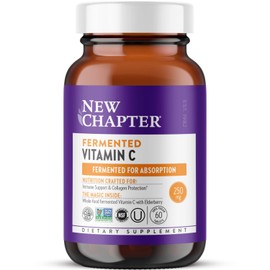 New Chapter Fermented Vitamin C + Elderberry, ONE Daily for Immune Support & Collagen Protection, Made with Organic Herbs, Certified Vegan, Gluten Free, 60 Count