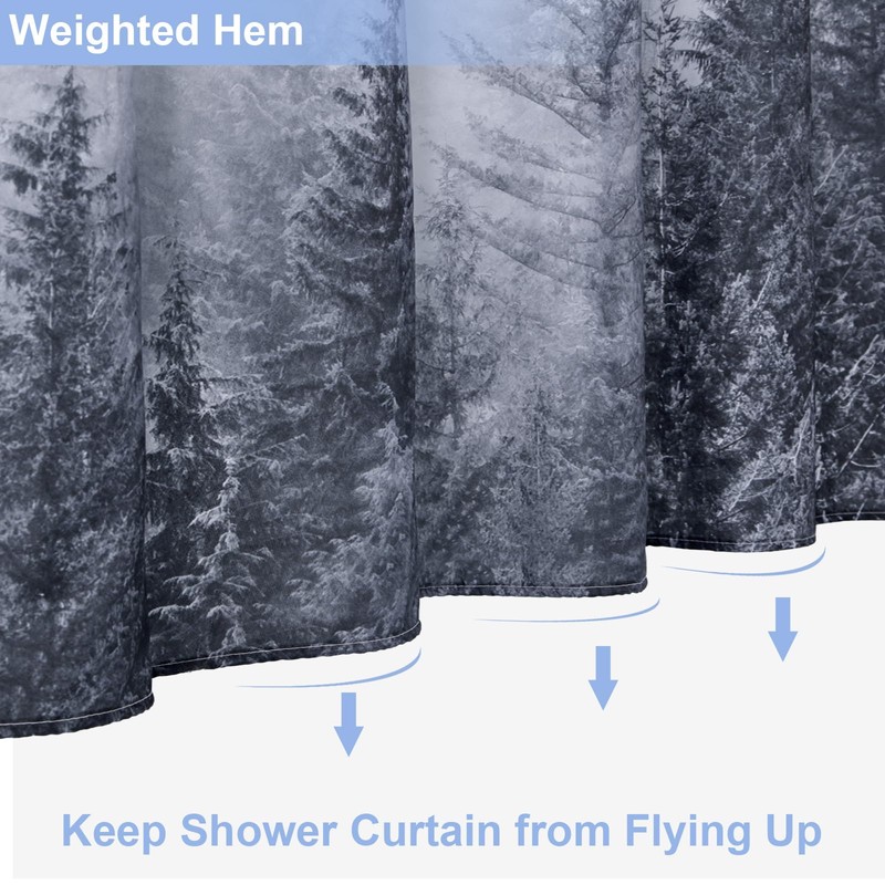 ORTIGIA 36x72 Misty Forest Stall Shower Curtain for Small Bathroom,