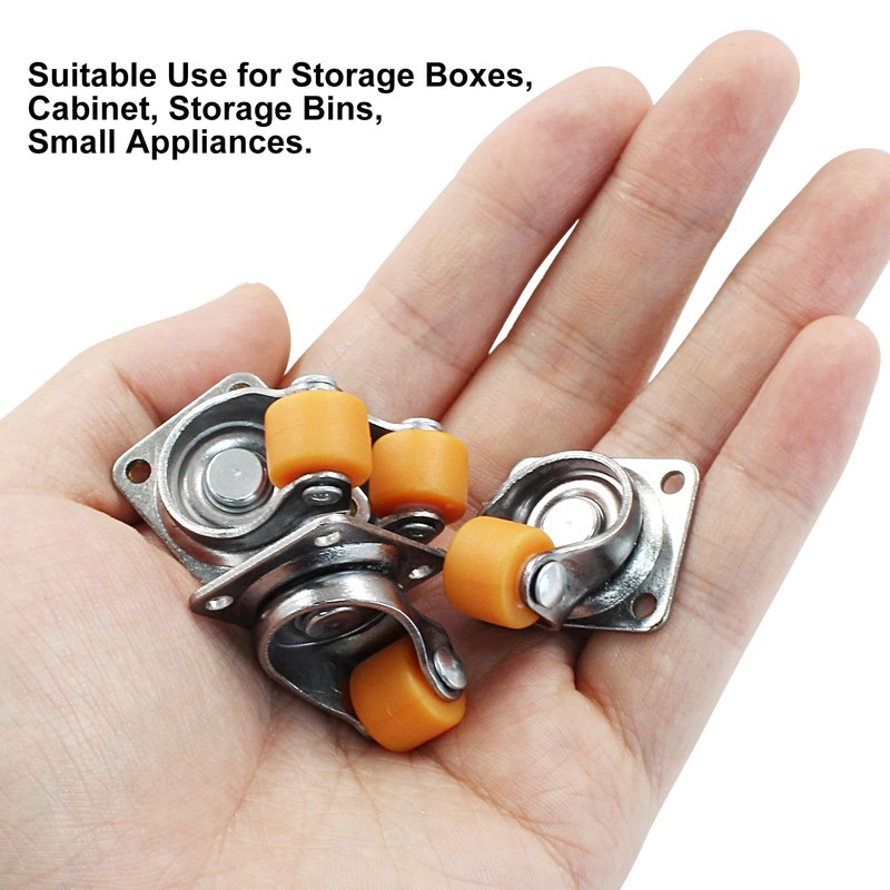 Murtenze 8PCS Mini Swivel Caster Wheels 1/2 inch, Orange |