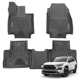Protimat Floor Mat Custom Fit 2019-2024 RAV4,All Weather TPE Floor Mats for Toyota RAV4 1st & 2nd Row Full Set Cargo Liner(Black)