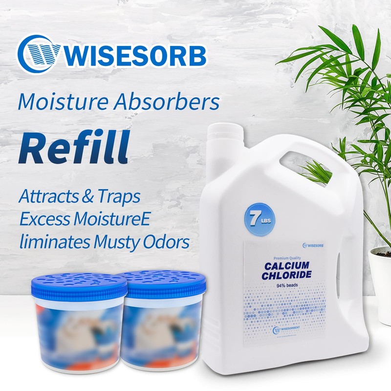 Wisesorb 7 LBS Calcium Chloride Desiccant, Moisture Absorbers Refill Beads