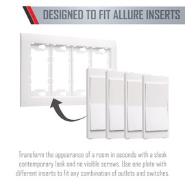 TayMac A4000W Allure Nonmetallic Wallplate Frame with 4-Gang, White