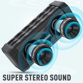 BUGANI Bluetooth Speaker M99 Speaker Bluetooth Wireless, Louder Volume, Stereo Sound, 24H Playtime, 100ft Wireless Range, IPX5 Waterproof, Built-in Mic, Wireless Speaker for Home, Outdoor, Black