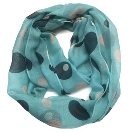 Top Fashionland Premium Soft Polka Dot Sheer Infinity Scarf Green/Tan/Green