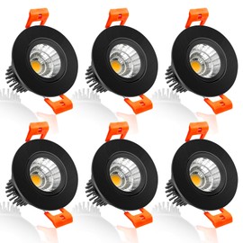 inShareplus 2 Inch LED Downlight, 3W Recessed Lighting COB Dimmable, Ultra Thin Recessed Light 4000k Natural White, CRI80, Black Trim, Ceiling Lights with LED Driver, 6 Pack