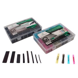 Quadrios GmbH Set Assortment Heat Shrink Crimp Connectors and Heat Shrink Tubes Industrial Quality 1140 Pieces Assortment Box with RoHS/REACH (800 Shrink Tubes + 340 Crimp Connectors)