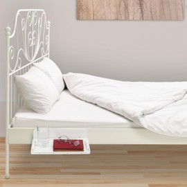 Relaxdays Bed Table, Bed & Bunk Bed, Glue-Up, Extendable, H8.5 x 30 x 22 cm, Mini Bedside Table, Plastic, White