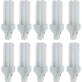 Diodesy- Pack of 10 PLD9/SP30K Compact Fluorescent Light Bulb, Double U-Shaped Twin Tube, 3000K Soft White, PLD 2-Pin CFL Quad Tube Lamp, 9 Watts, G23-2 Base, 525 Lumens, CRI80