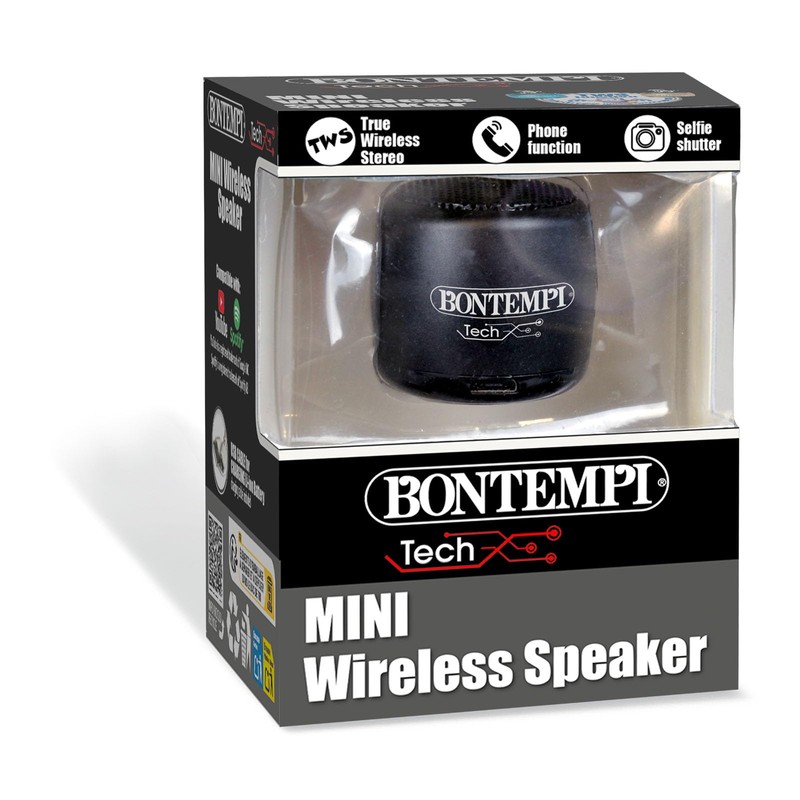 Bontempi | Mini Lautsprecher Wireless Farbe Schwarz, Einfache und Schnelle