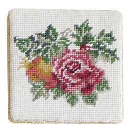 C&F Home Victorian Christmas Coaster Petit Point Coaster White