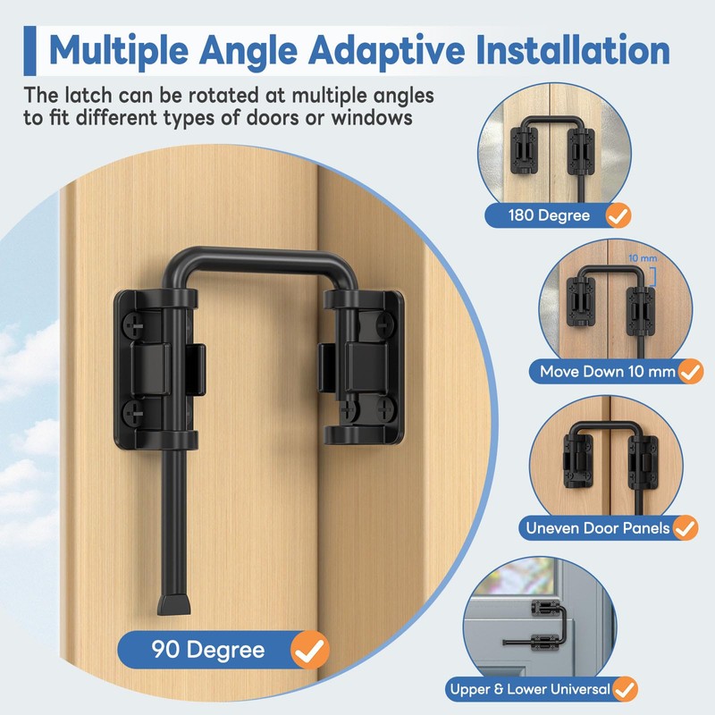 BiceNoning Sliding Door Loop Lock, 90/180 Degree Stainless Steel Patio