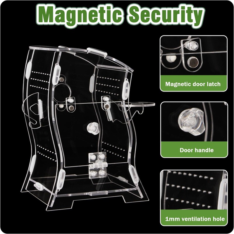 Acrylic Jumping Spider Enclosure Kit 5.9x3.5x9.4 Inches - Escape-Proof Arboreal
