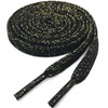 YJRVFINE Flat Shoe Laces Quality Black Gold Silk Thick Shoelaces
