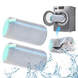 SHEPIN 2 x Shoe Wash Bags, Washing Machine, Shoe Bag, Wash Bag Shoes with 360° Cleaning Fluff, Reusable Laundry Net Shoes for Washing Machine, Laundry Bag Shoes with Zip