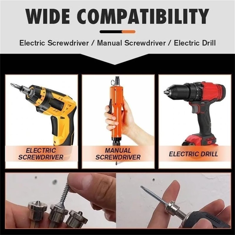 Teursa 5pcs Set Magnetic Positioning Screwdriver Bits Drywall Screw Setter
