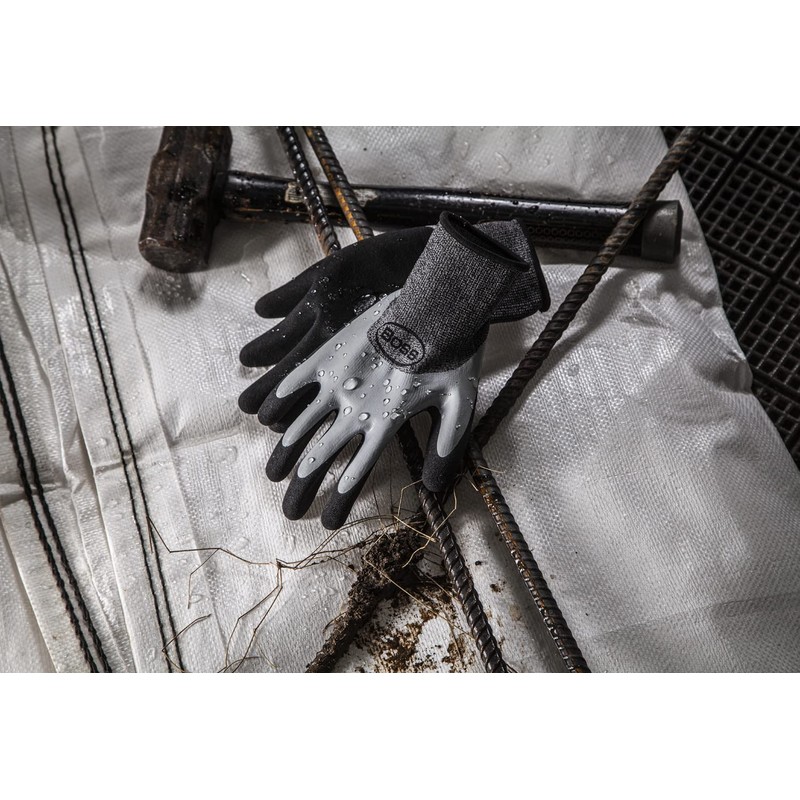 Boss Men's Tactile Barrier Dual Layer Latex Coated Work Gloves,