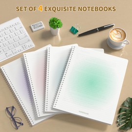 Oucaru Spiral Notebook A5 College Wide Ruled Notebooks 4 Pack 5.9" x 8.3" Journaling Notebooks 4 Colors 140 Pages Gradient Small Lined Notebooks for Note Taking for Work School Business Travel