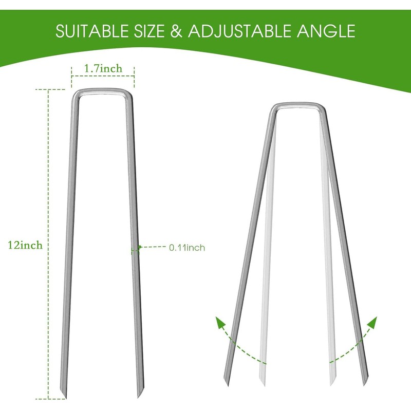 UPMCT 12 Inch Galvanized Garden Landscape Staples Stakes, 25 50