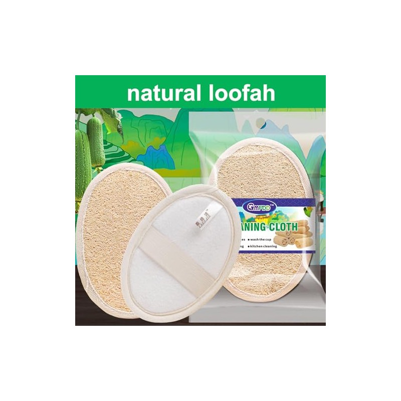 Esponja de luffa natural exfoliante corporal (4 unidades), hecha de