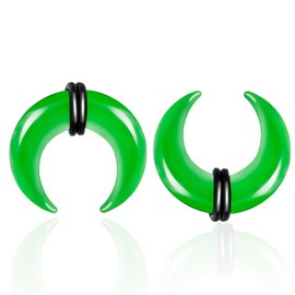 DOEARKO 2Pcs Glass Septum Pincher Tapers C Shape Buffalo Ear Taper Stretching Expander Rings for Nose Ear Gauges Size 14G-2G, 1.6mm(14G), Glass, no gemstone