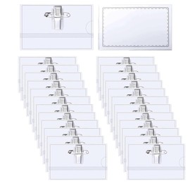 Pack of 50 Name Tags for Clothes, PVC Name Tags with Safety Pin and Clip, Soft and Durable, Recessed Design, with Clip & Pin for School, Company, Conferences, Travel