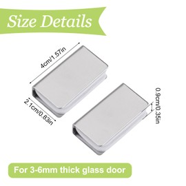 UFURMATE 8Pcs Magnetic Catch Clamp Metal Adjustable Frameless Magnetic Strike Plates Rectangular Push Clamps Silver Latch Clips Glass Cabinet Latch Replacement Parts