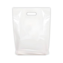 Merchandise Bags, Die Cut Handles, Strong, Durable, and Tear Resistant Bags Perfect for Retail, Boutiques, or Any Events, Different sizes and colors (White, 12x15 Inch (Pack of 100))